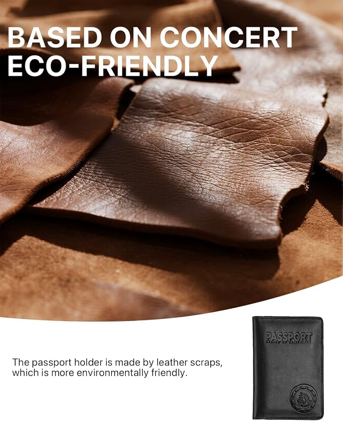 Passport Holder for Travel, Genuine Leather Passport Holder with AirTag Slot, RFID Passport Cover for Airport Essentials, Travel Wallet, Travel Must Haves Gifts