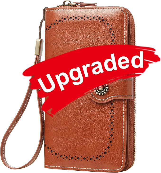 TFKGS Wallet for Women RFID Blocking Leather Large Capacity Card Holder Ladies Phone Clutch Travel Long Purse Wristlet | RFID Blocking, Leather, Large Capacity, Ladies, Travel