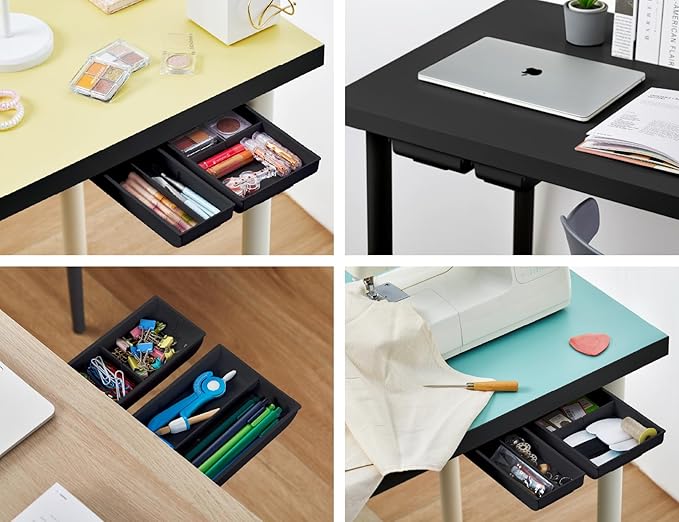 Bostitch Konnect Under Desk Drawer,Self-Adhesive Slide Out Storage Organizer with 4 Customizable Dividers,2 Count (Pack of 6)