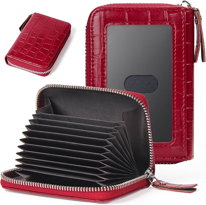 EcoVision Credit Card Holder RFID Card Case Wallet, Small Accordion Zipper Card Case Holder, Card Organizer Case for Women Men