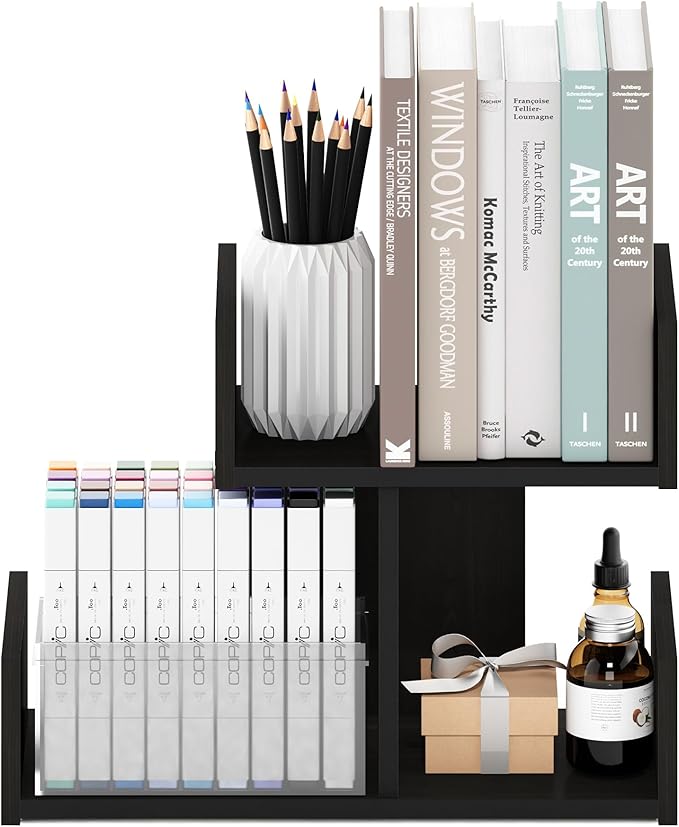 Furinno HERMITE Desk File Folder Organizers, 3-Shelf Desktop Office Organization Racks, Desk Top Display Book Shelf, for Paper, Office Supplies, Magazine, Espresso