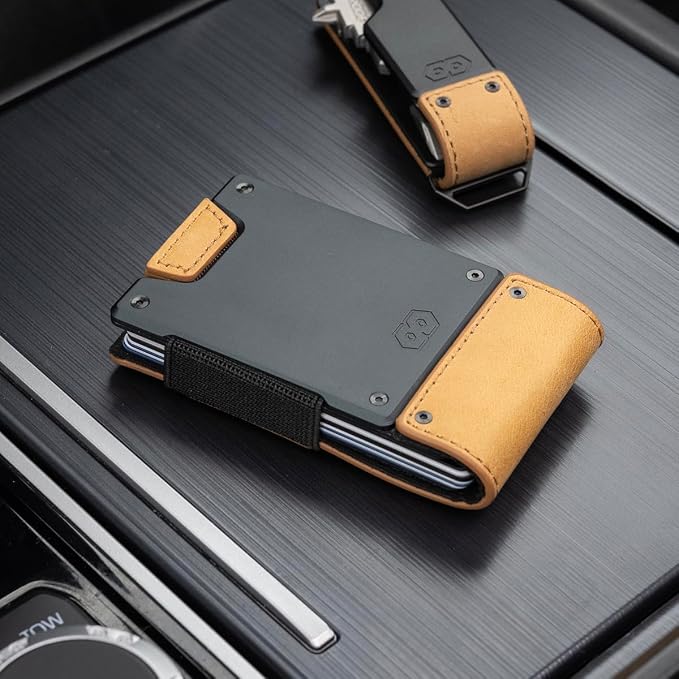 PROOF Wallet | Slim Minimalist Wallets for Men | Leather & Metal | RFID Wallet | Front/Back Pocket | Gift Box | Veteran Owned