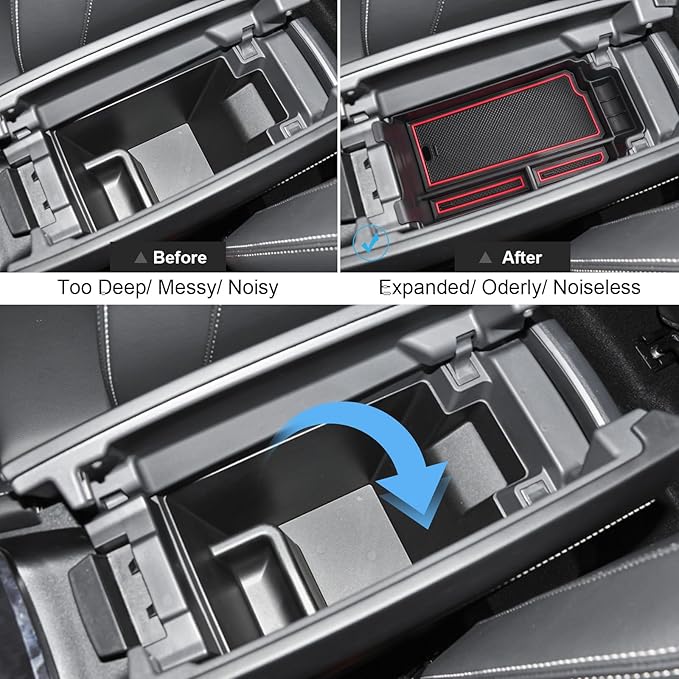 2021-2025 2026 Rogue Center Console Organizer for Nissan Rogue (S/SV/SL/Platinum/Rock Creek/Dark Armor), Durable ABS&Anti-Slip Rubber Console Tray Insert 2026 2025 Rogue Accessories (Red)