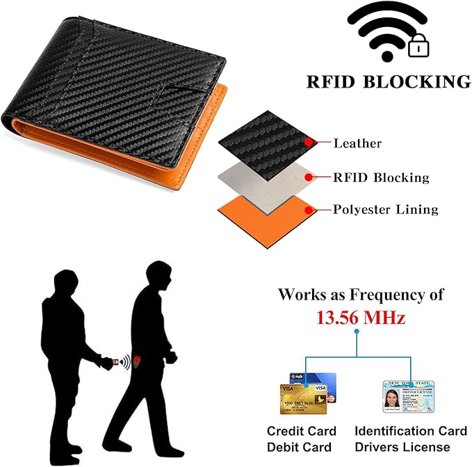 SENDEFN Wallet for Men RFID Blocking Bifold Leather Credit Card Holder