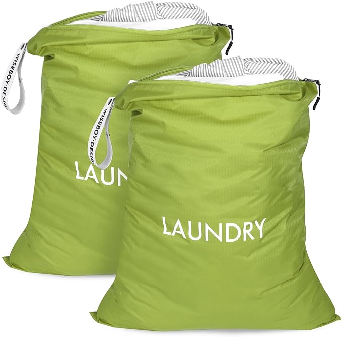 WiseBoy 2 Pack Laundry Bags, Travel Laundry Bag for Dirty Clothes, Washable Nylon Wet Dry Bag, Swimming Yoga Bathing Suit Workout Wet Dry Bags