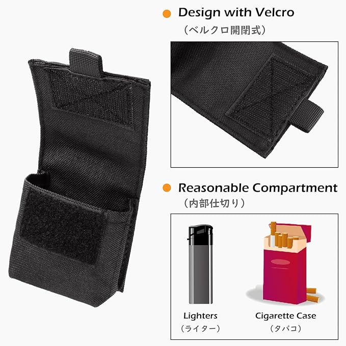 TRIWONDER Tactical Cigarette Pouch Molle Small Military Bag Battery Cigarette Case EDC Utility Card Holder Lighter Slot Mini Cigar Waist Pack