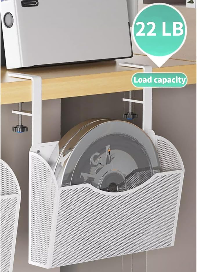 Under Desk Drawer, Desk Side Storage, Hanging Desks Organizer, Clamp On Mesh Metal Desks Organizer for Office and Home (Black)