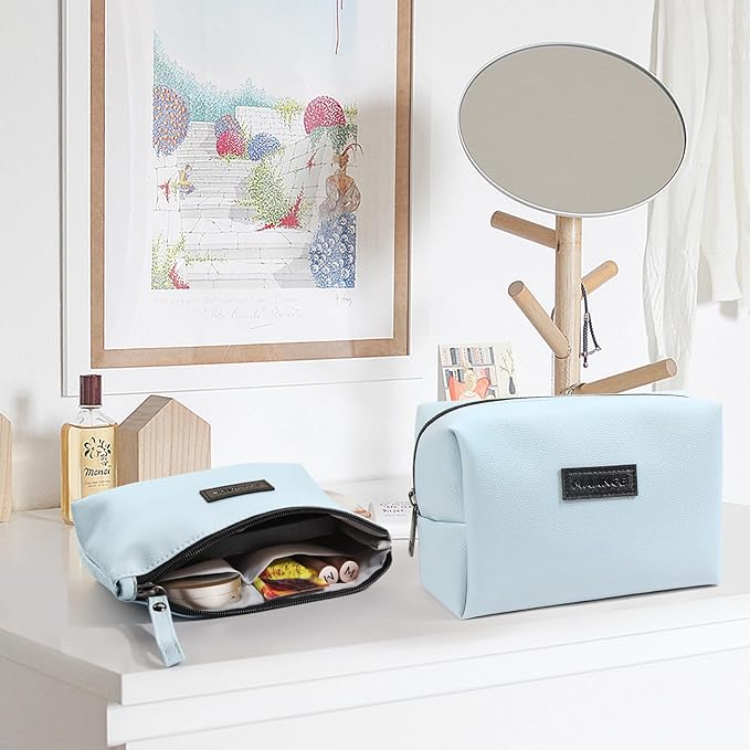 Cosmetic Bags for Women Small Makeup Bag for Purse Pu Leather Makeup Pouch Travel Makeup Bag with Zipper Make Up Bag for Travelling
