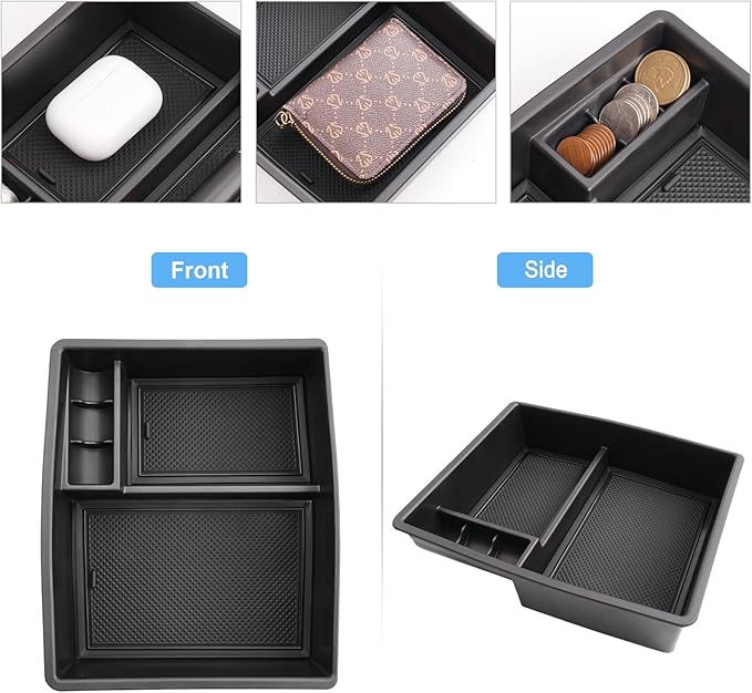 2024 2025 2026 Tacoma Accessories Center Console Organizer for Toyota Tacoma (SR5/TRD Off-Road/TRD Sport/TRD Pro/Limited/Trailhunter) Durable ABS Plastic 2025 Tacoma Console Tray Insert (Black)