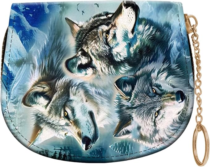 Women's Slim RFID Wallet – Compact Leather Card Holder Wallet for Women, 9 Card Slots RFID Blocking Credit Card Organizer, Small Travel Wallet - Mountain Wolf Pack