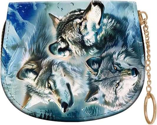 Women's Slim RFID Wallet – Compact Leather Card Holder Wallet for Women, 9 Card Slots RFID Blocking Credit Card Organizer, Small Travel Wallet - Mountain Wolf Pack