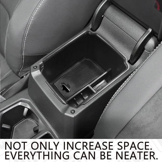 HGWEI Center Console Organizer Compatible with VW Tiguan 2018 2019 2020 2021 2022 2023 2024 And Volkswagen Taos 2022-2025, ABS Insert Tray Armrest Storage Box Interior Accessories, Black
