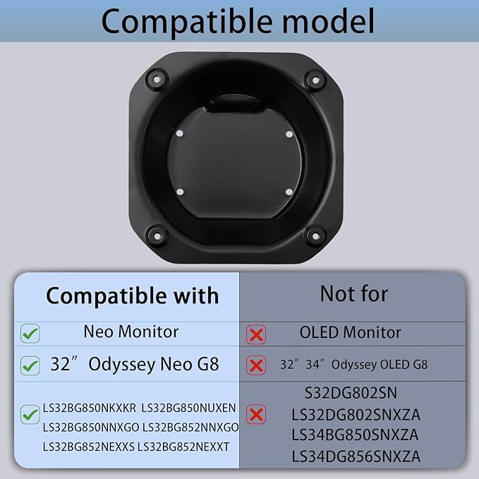Odyssey G8 VESA Adapter Compatible with Samsung 32" Odyssey Neo G8 4K Curved Monitor 2022 (Fit for LS32BG8 series)