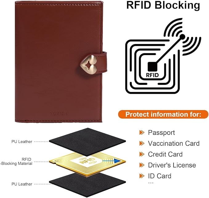 YOXIER Passport-Holder-for-Travel-Women-Men Brown，lLarge capacity Passports Holders TravelCover Wallet Passport with Pen Holder
