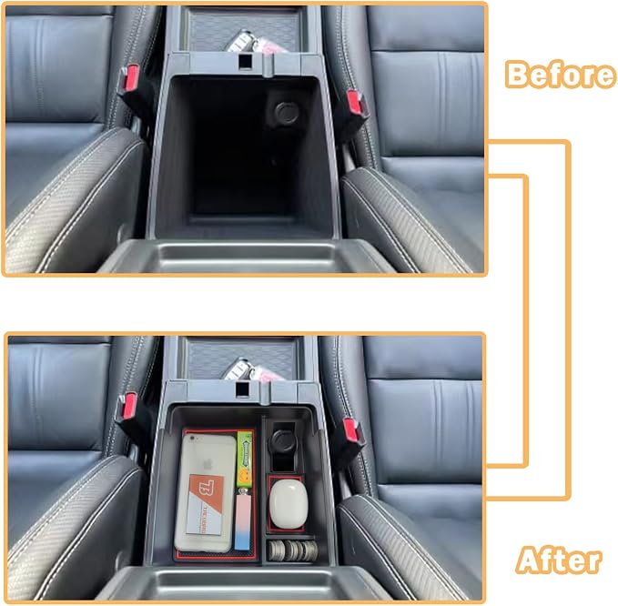 Center Console Organizer Fit Nissan Frontier 2022-2026, Red Trim | Compatible with Frontier 2022 2023 2024 2025 2026, Pickup Truck Armrest Secondary Storage Box, ABS Insert, Glove Box Tray