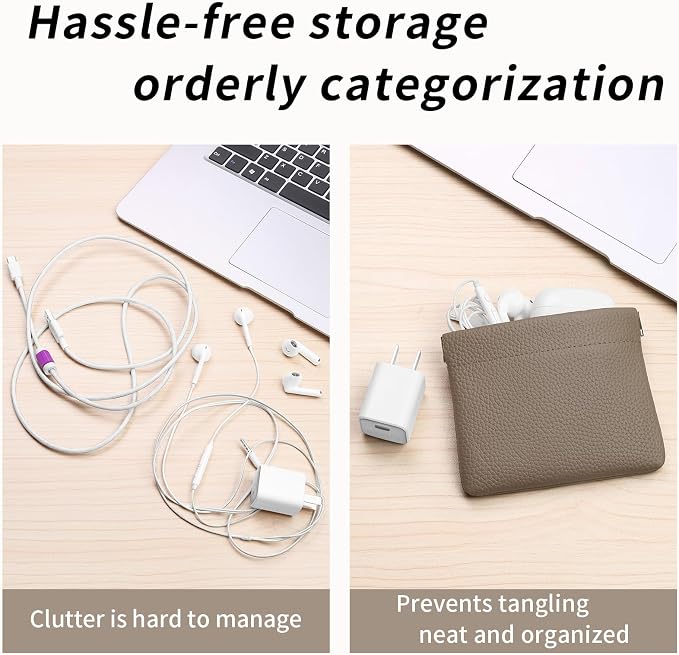 Genuine Leather Squeeze Coin Purse Pouch Change Holder For Men & Women Mini Change Purse Pouch for Pocket, Small Pouch Credit Card Key Headset Lipstick Holder (Grey)