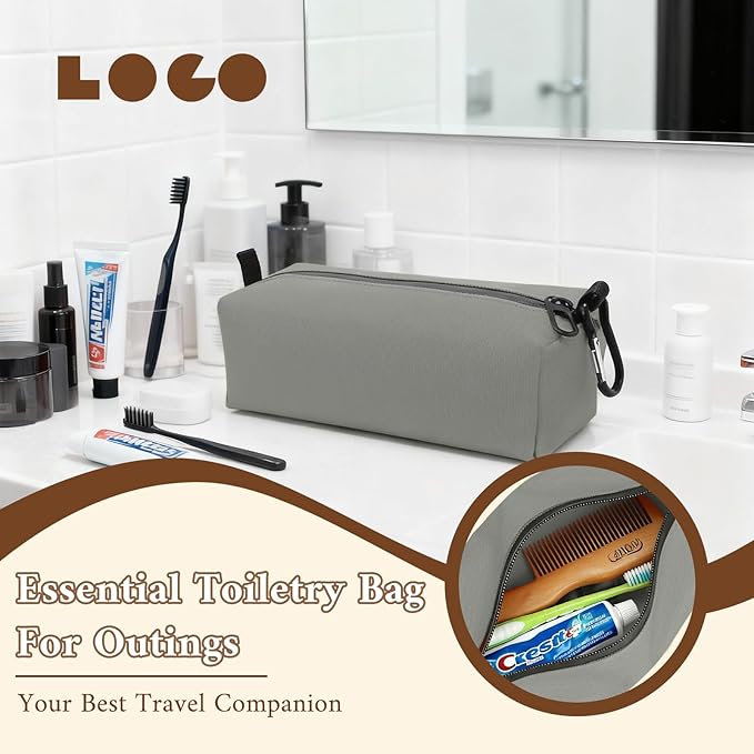 Small Toiletry Bag for Men, Travel Bag Waterproof and Foldable for Storage Mini Toiletry Bag Equipped With Carabiner for Easy Portability (gray)