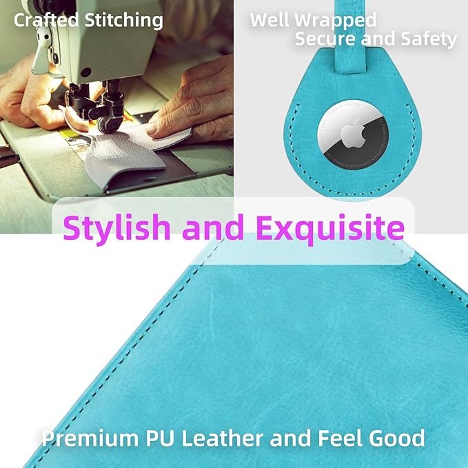 WALNEW AirTag Passport Holder, PU Leather Airtag Wallet RFID Blocking Passport Cover Travel Essentials Case for Women Men (Light Blue)