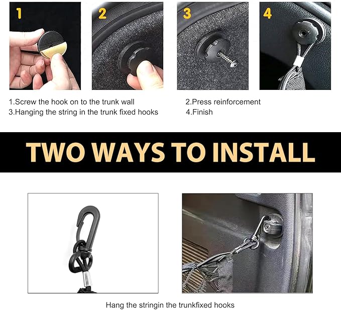 MLY Car Cargo Net, Trunk Net Stretchable Storage Mesh with Secure Hooks, Adjustable Storage Mesh, Universal Trunk Cargo Net for SUV, Sedan (35.4x15.8 Inch)