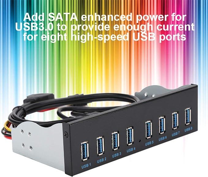 USB3.0 8-Port Optical Drive Front Panel,19Pin 8-Port Hub Optical Drive Expansion Pc Computer Front Panel Adapter,5.25 Inch Optical Drive Box Provided of