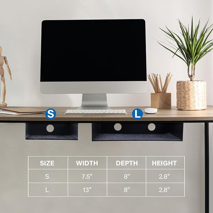 Under Desk Storage Shelf, Steel Under Desk Tray Mountable Add-On Shelf for Table Office Desk, Small (Pack of 1)