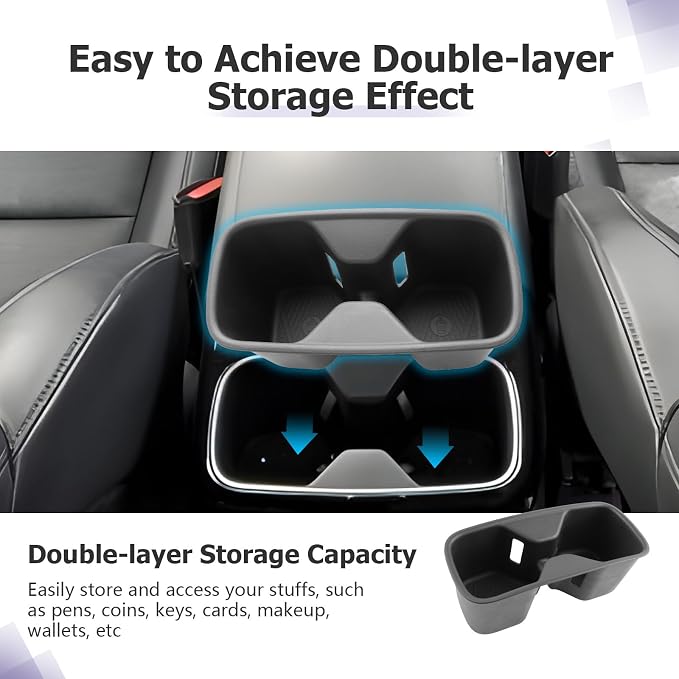 LUWU Cup Holder Compatible with Kia Telluride 2024-2026 Center Console Organizer Drink Holder Replacement for 2026 Kia Telluride Accessories Rear Seat Cup Holder (Compatible with 2024-2026 Telluride)