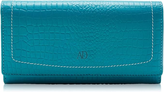 Leather Clutch RFID Wallets For Women - Big Womens Wallet Accordion Purse Organizer Zip Coin Pouch Gifts For Women