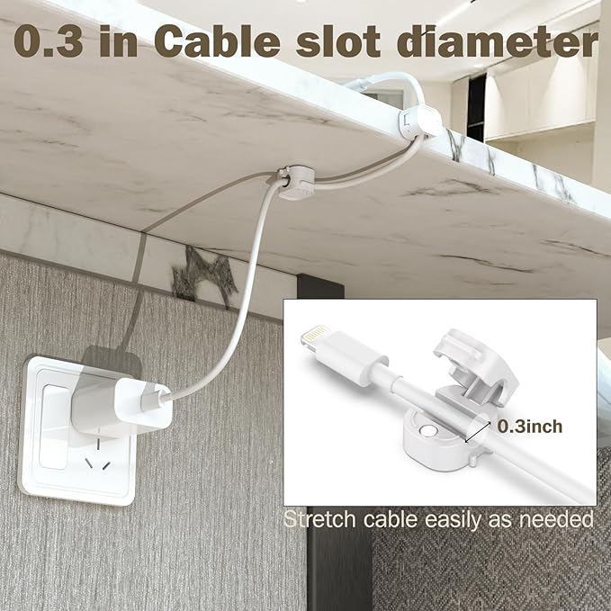 Cord Organizer 6 Pack Magnetic Cable Clips Smooth Adjustable 1s Lock Cable Management Clips Adhesive Wire Holder Keeper Organizer for Car Home Office Desk Accessory