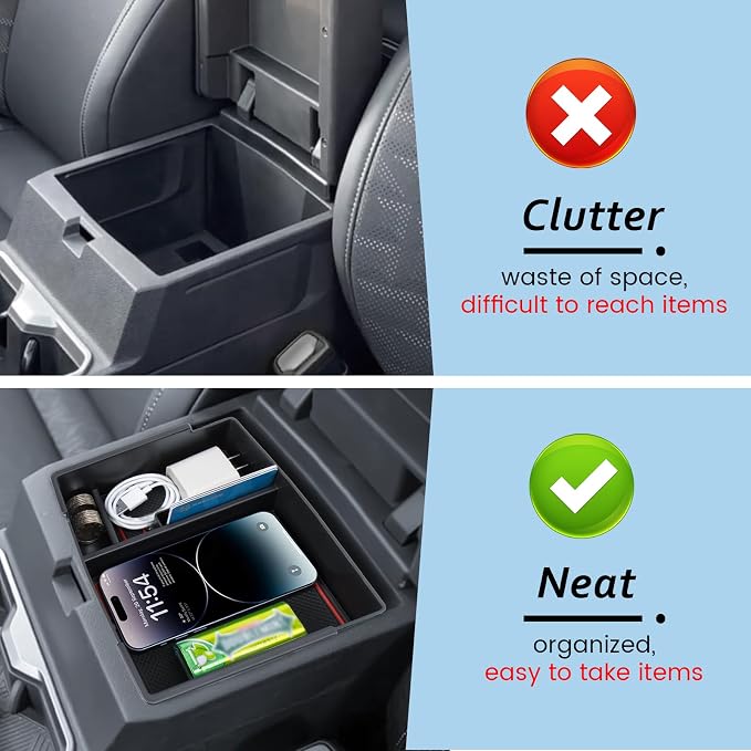 Center Console Organizer Compatible with 2024 2025 2026 Toyota Tacoma Console Armrest Storage Box Interior Insert Storage Tray Secondary Accessories(Red)