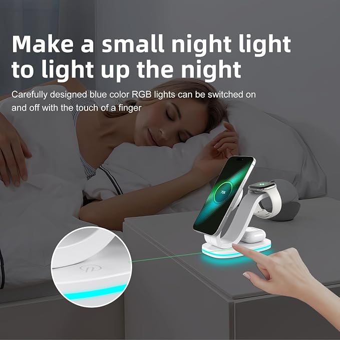 2026 New Fast 15W 3 in 1 Charging Station for iPhone Compatible Magnetic | Wireless Charger Station for iPhone 17 16 15 14 13 12, AirPods and iWatch Series, 35W Charger Included
