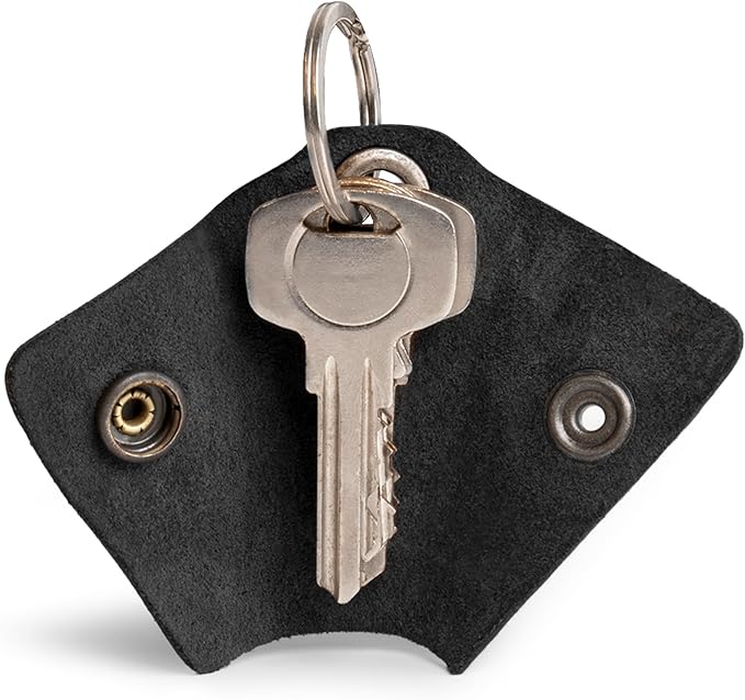 Hide & Drink Full Grain Leather Wrap Keychain, Organizer Snap Closure, Key Ring Cover, Silencer Sleeve Key Holder for Men
