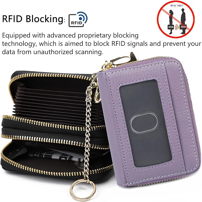 imeetu Rfid Credit Card Holder,Genuine Leather Businese Card Case,Rfid Blocking Wallet for Women & Men