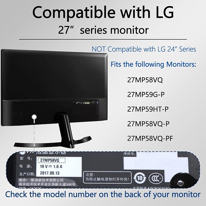 27MP58VQ VESA Adapter Compatible with LG 27" Monitor（Fits 27MP58VQ, 27MP59G-P, 27MP59HT-P, 27MP58VQ-P, 27MP58VQ-PF）â€?75x75 to 100x100 Wall Mount Bracket