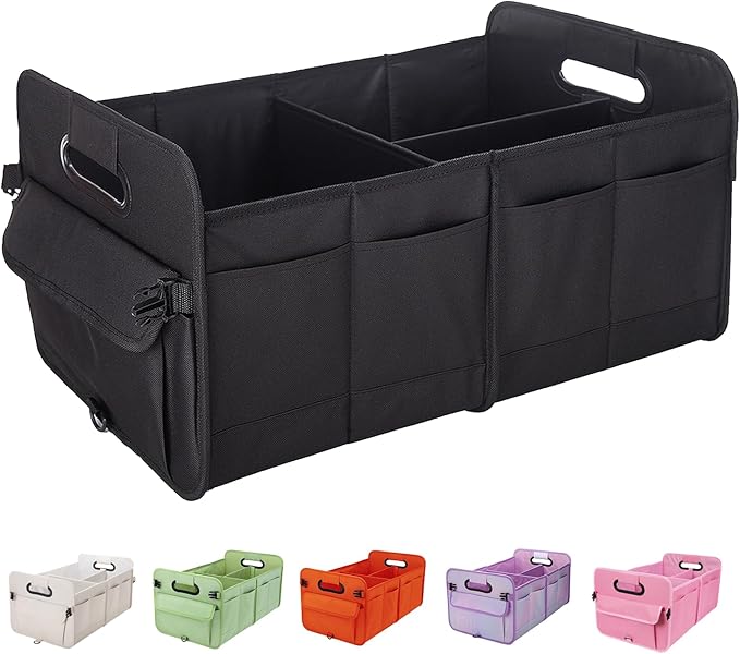 titiyiof Trunk Organizer For Suv & Sedan,Car Organizers and Storage, Waterproof Collapsible & Adjustable Straps,70L Sturdy Car Organization for Car Accessories, Tools,Sundries,2-3 Compartment（Black