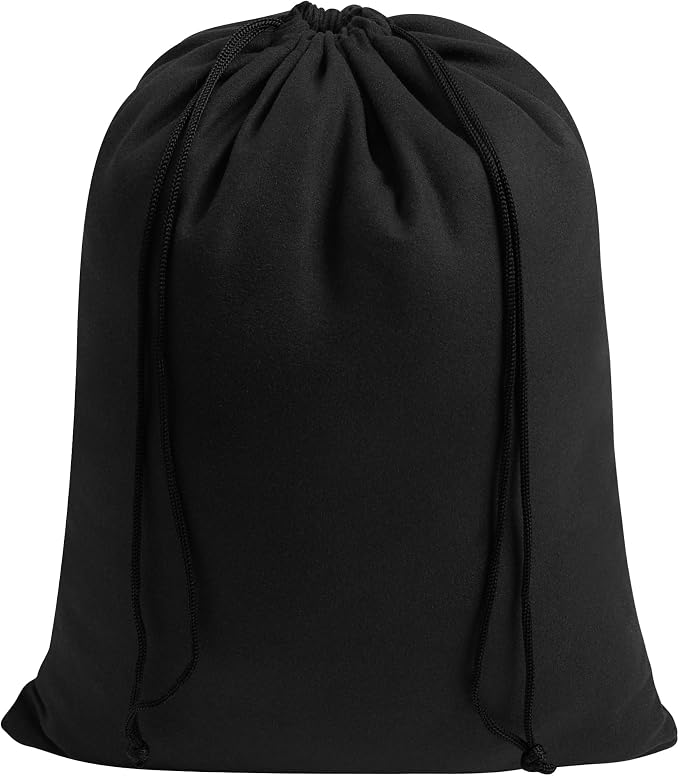 Premium Microfiber Drawstring Bags (Set of 5) – Multipurpose Travel Storage Pouches for Cords, Toiletries, Jewelry, Shoes – Durable Organizer with Strong Drawstring Closure (Black, 9 x 12 Inches)