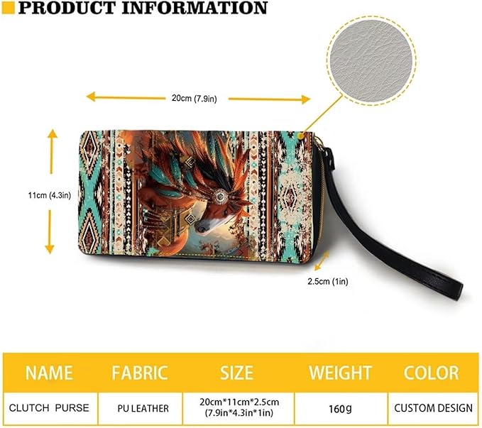 Bulopur Western Horse Wallet for Women PU Leather RFID Blocking Wristlet Wallet for Women & Teen Girls Large Capacity Phone Clutch Long Wallets Zipper Around Gifts for Mom