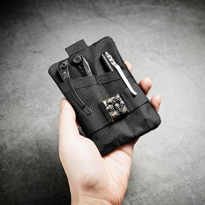 VIPERADE VE15 Small EDC Pouch, Pocket Organizer, EDC Pocket Pouch with DIY Patches Area, EDC Pocket Organizer Wallet for Cards, Small Tool Pouch for EDC Gears