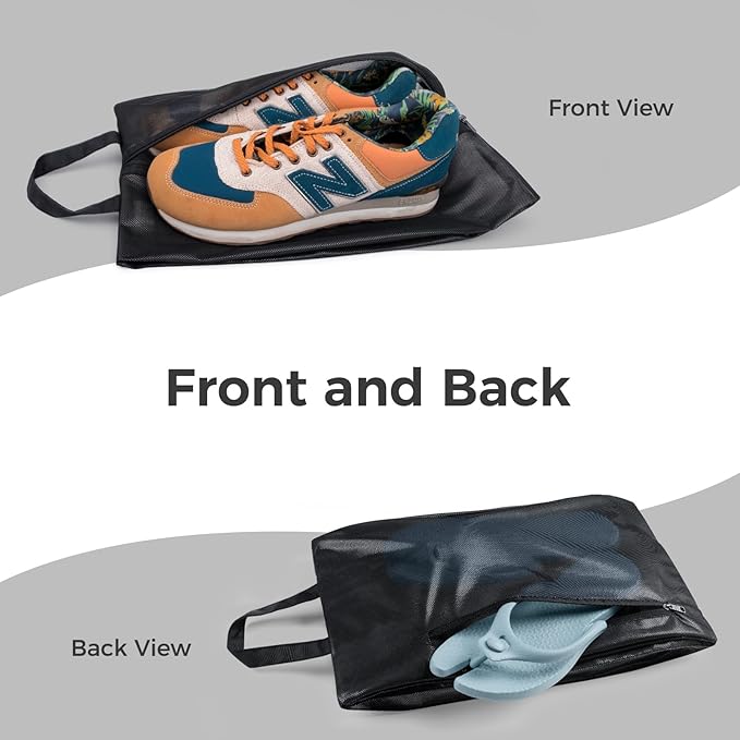 pack all Shoe Bag for Travel, Water-Resistant Shoe Pouch for Gym, Odor-Resistant Soccer Cleats Bag for Sport (Dual Pocket Version)