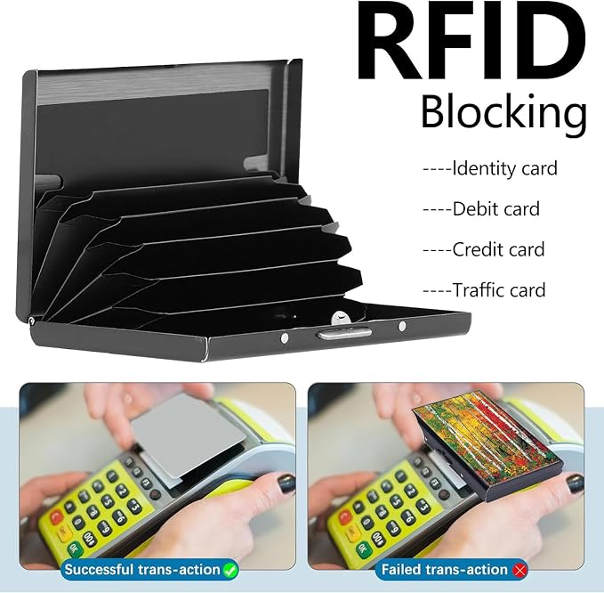 Credit Card Holder Autumn Forest Design Mini RFID Blocking Aluminum Wallet Slim Metal Hard Cover Shell Travel Wallet ID Cases Small Credit Cards Case Business Cards for Women Men Girls