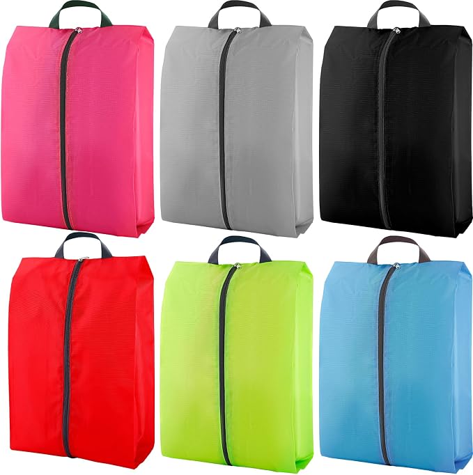 6 Pcs Travel Shoe Bags Set with Zipper and Handle, Portable Waterproof Shoe Bags, Soccer Cleats Bag Shoe Pouch for Gym, Travel Shoe Storage Bag, Shoe Organizer Packing for Women and Men