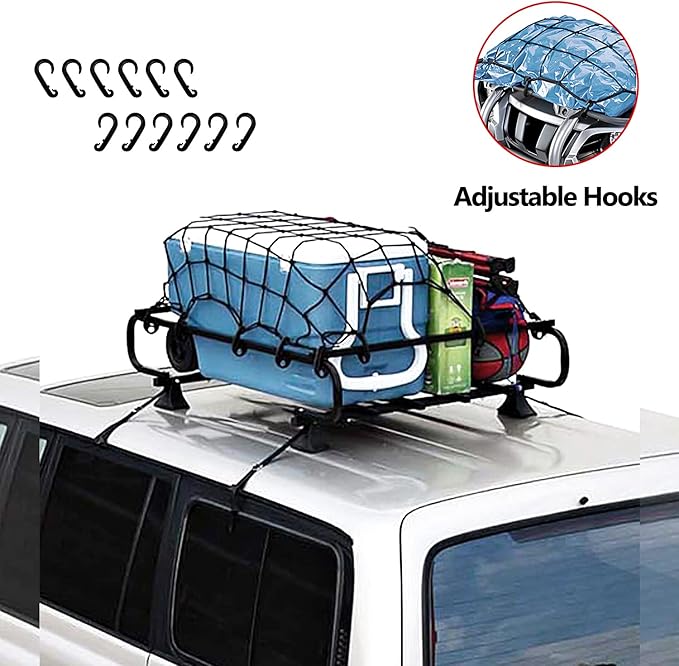 2’x3’ Bungee Cargo Net Stretches to 4'x6' for Truck Bed,Pickup Bed,Trailer,Motorcycle and Bike with 6 Adjustable Hooks Heavy Duty 5mm 2”x2” Mesh Holds Small and Large Loads by Cenipar