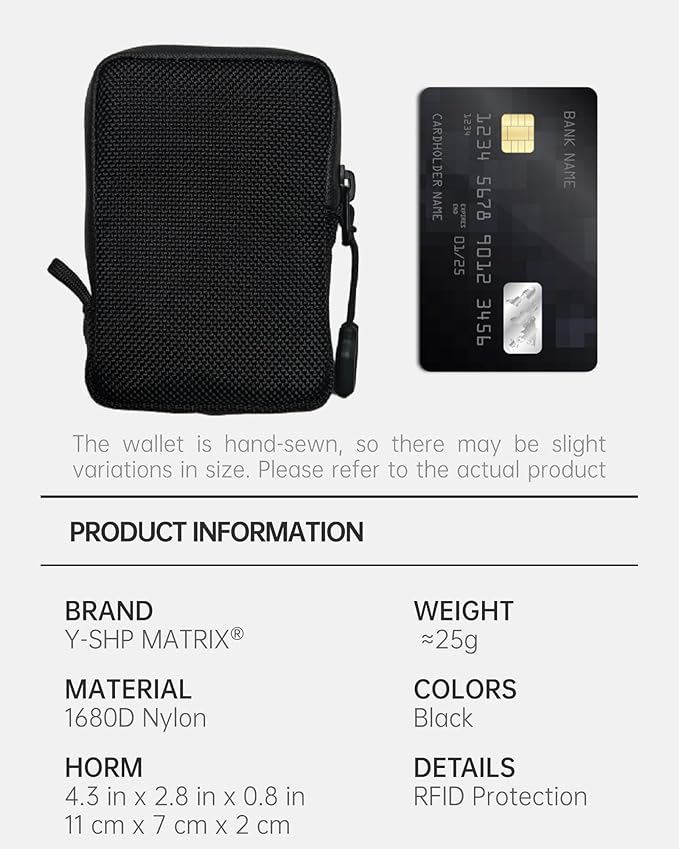 Y-SHP MATRIX Mens Wallets,Portable Card Wallet For Men - Small and Exquisite Keychain Wallet,Coin Purse for Men and Women to Travel Suitable for Storing Keys,Cards and Cash（Black）