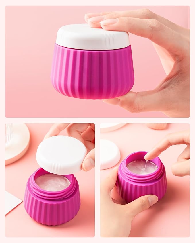 Mrsdry 4 Pack Travel Size Silicone Jars, TSA Approved, Leak Proof, Bright Colors, 90ml Each, Cylindrical, With Clear Bag