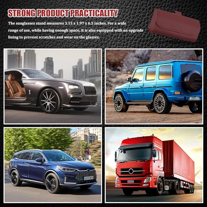 Sunglasses Holder for Car Sun Visor, Leather Auto Eyeglasses Storage Case with Hidden Magnetic Closure, Universal Protective Glasses Organizer Box, Visor Accessories for Woman Man (Wine red)