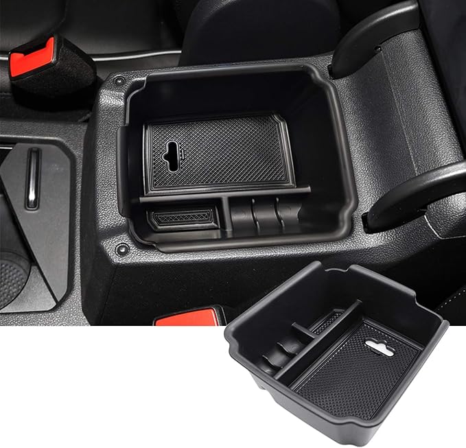 SKTU Center Console Organizer Compatible with 2018-2020 Tiguan Allspace LWB Accessories Insert ABS Black Materials Tray Armrest Secondary Storage Box