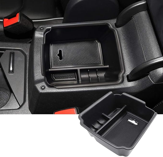 SKTU Center Console Organizer Compatible with 2018-2020 Tiguan Allspace LWB Accessories Insert ABS Black Materials Tray Armrest Secondary Storage Box