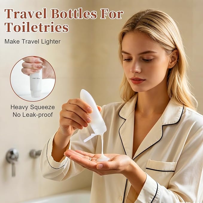TSA Approved Leak Proof Travel Bottles, Empty Travel Size Bottles & Travel Toothpaste Container, Travel Size Accessories and Shampoo Conditioner Bottles with Toiletry Bag (BPA Free)
