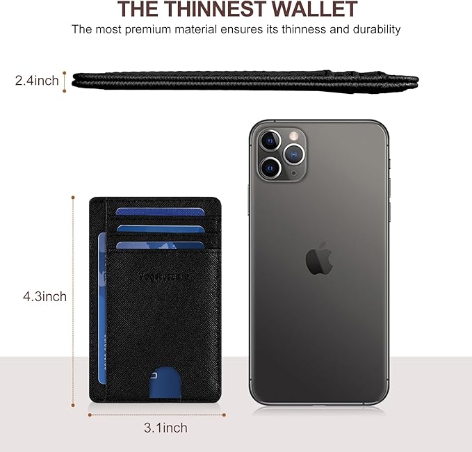 Front pocket thin wallet for Men Women RFID Blocking Credit Card Holder Card Cases Slim Minimalist wallet with Gift Box (1, Cross Black)
