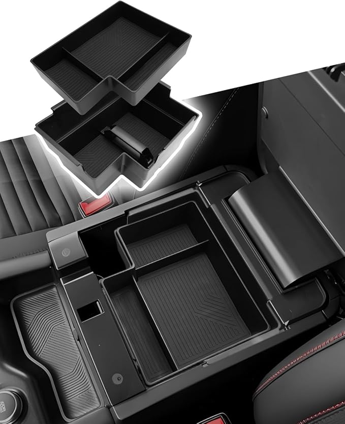 CDEFG Double-Layer for 2025 2026 Ford Explorer Center Console Organizer Tray - Armrest Storage Middle Insert - 2025 2026 Explorer (Active, ST-Line, Platinum and ST) Interior Accessories