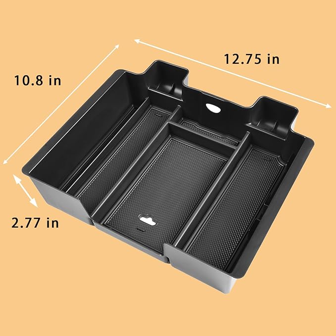 TACOBRO [Full-Coverage Center Console Organizer Compatible with 2019-2022 Chevy Silverado 1500/GMC Sierra 1500 and 2020-2023 Silverado/Sierra 2500/3500HD Accessories, Armrest Insert Tray,Black